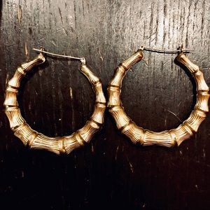 14k Gold Bamboo Earrings